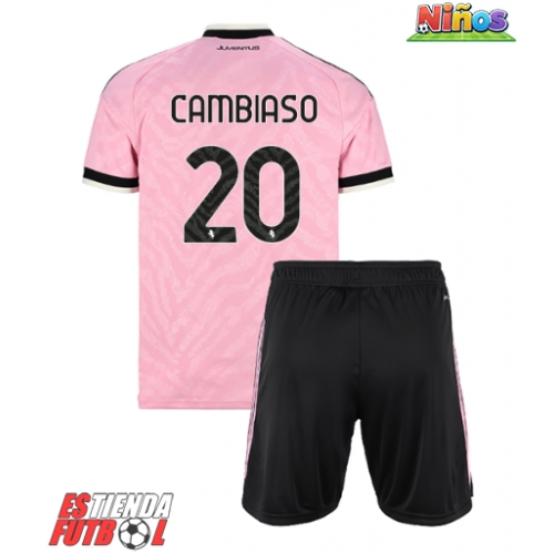 Juventus Andrea Cambiaso #20 Segunda Equipación Niños 2026-27 Manga Corta (+ Pantalones cortos)